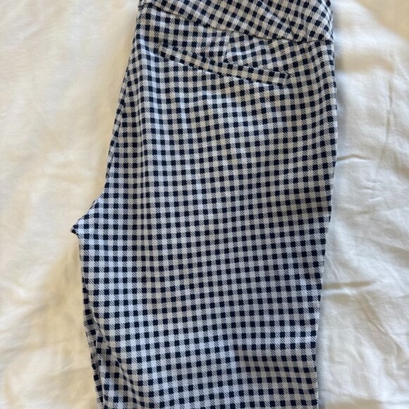 New York & Company Gingham Pull-On Stretch Ankle Pants – Navy & White, Size S - Picture 1 of 5